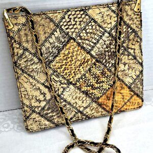 VINTAGE DESIGNER PURSE / CLUTCH ~ REPTILE SNAKE PATCHWORK ~ MM MORRIS MOSKOWITZ